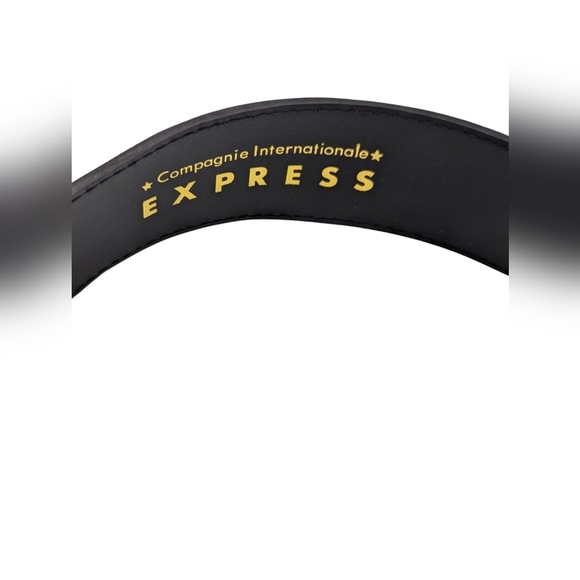 Vintage Express Black Suede Leather Belt Gold Buckle Tassel Boho L - Picture 3 of 6